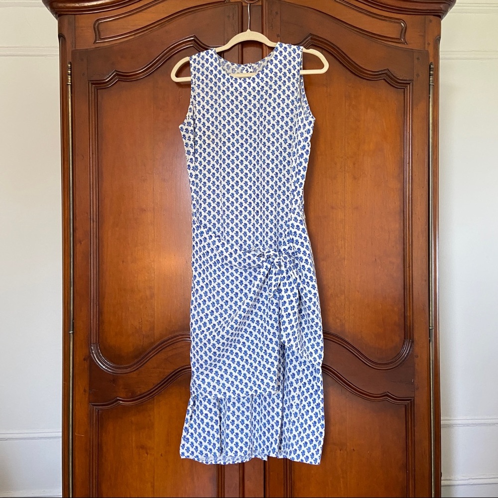Caron Callahan Blue and White Midi Dress
